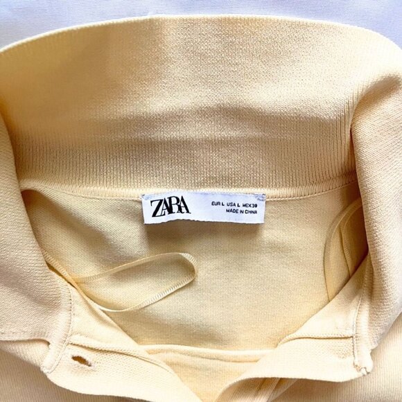 ZARA BUTTER YELLOW KNIT CARDIGAN SHIRT TOP - L - Picture 3 of 4